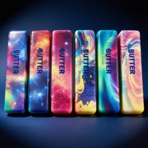 Galaxy butter squishy blind box - six 4oz bars with nebula, aurora and cosmic swirl prints