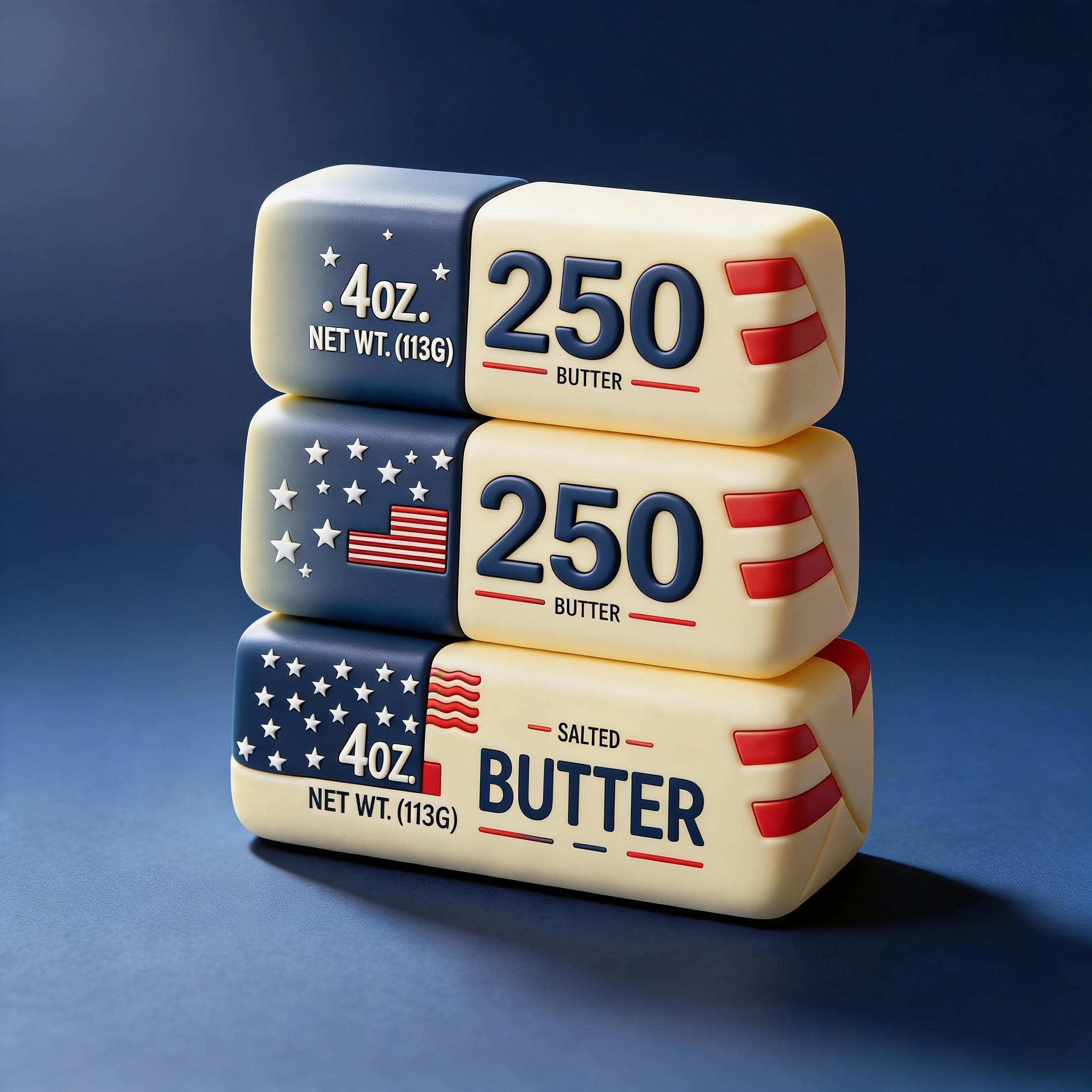 Close-up of the USA butter 3-pack squishy surface and molded relief