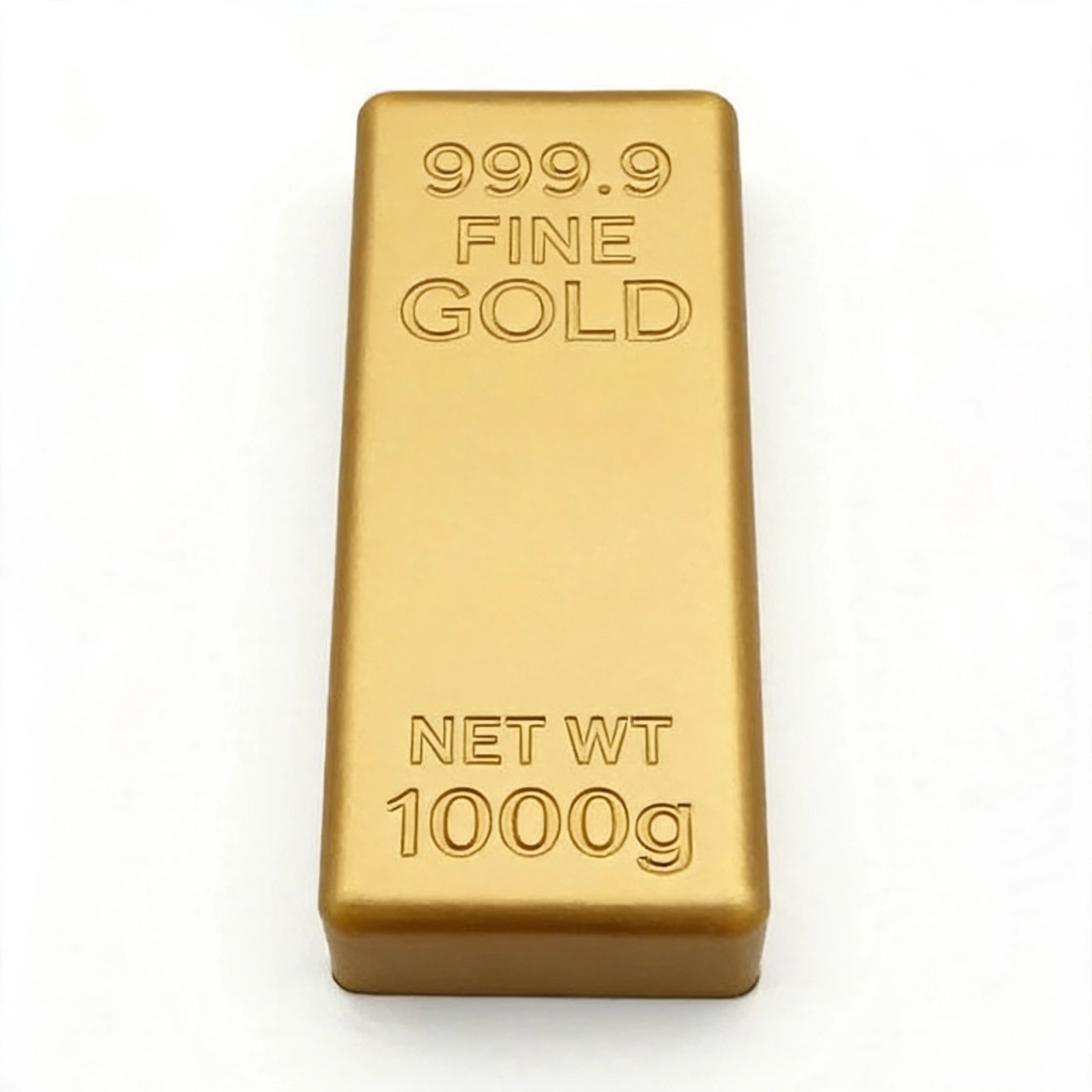 Close-up of the gold brick squishy embossed 999.9 fine gold detail