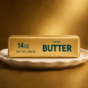 Jumbo golden butter squishy 14oz - extra-long metallic gold butter stick