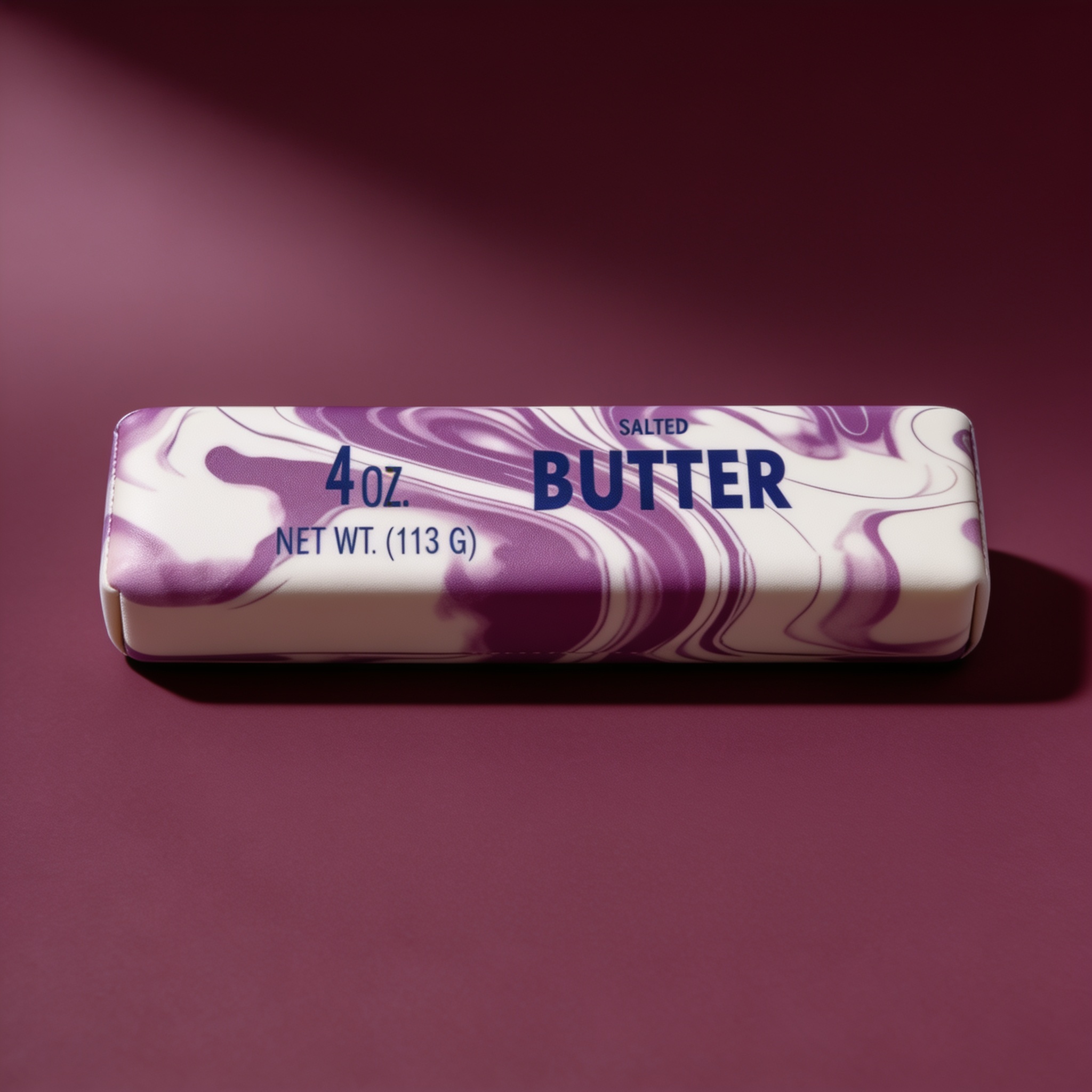 Close-up of the Purple marble butter squishy 4oz swirl and matte foam
