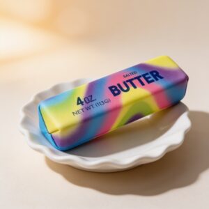 Rainbow butter squishy 4oz - tie-dye butter stick squishy with navy print