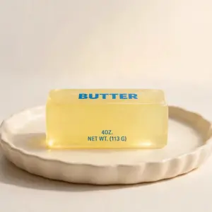 Translucent butter squishy 4oz - semi-clear yellow gel butter stick